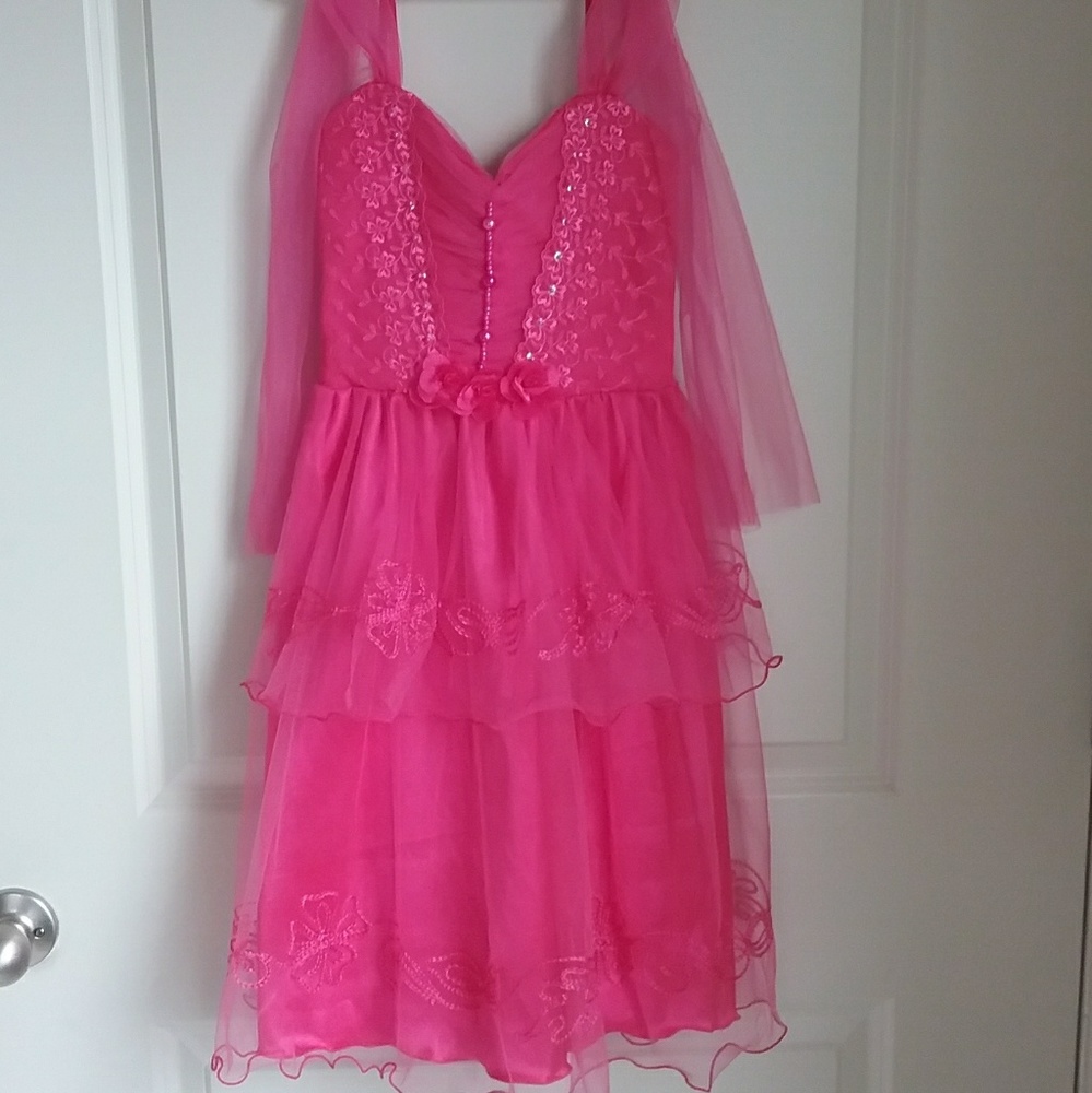 Girls Party Fuchsia Embellish Tulle Dress